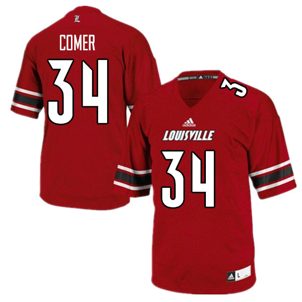 Men #34 Joe Comer Louisville Cardinals College Football Jerseys Sale-Red